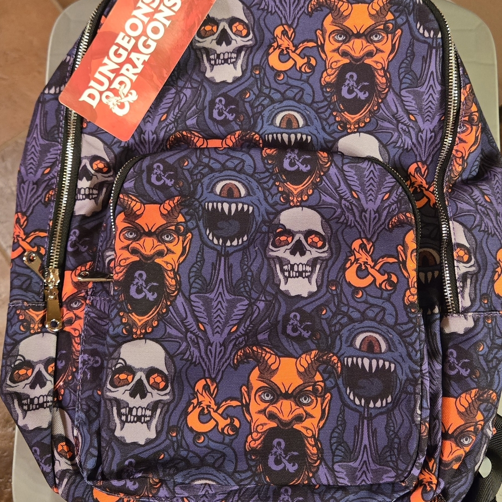 Dungeons & Dragons Skull Print Backpack - Blue and Orange